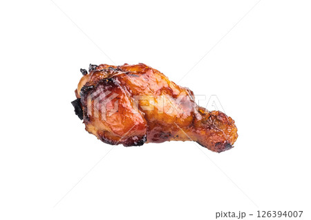 Crispy and flavorful barbecue sauce chicken wings, ready to impress your guests at backyard barbecues or game nights. isolated on white background. top view Crispy and flavorful barbecue sauce chicken wings, ready to impress your guests at backyard barbecues or game nights. isolated on white background. top view 126394007