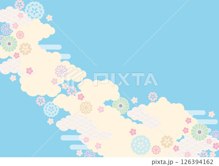 背景2025-桜と花模様7-3ベク 126394162