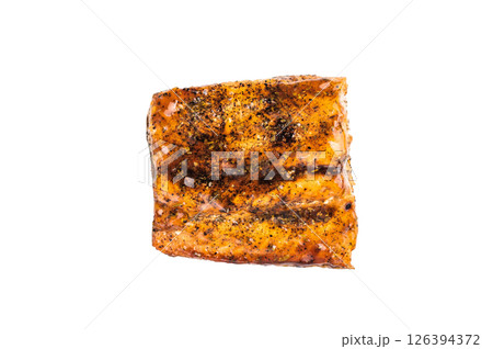 Teriyaki salmon fish fillet with glaze isolated on white background. top view Teriyaki salmon fish fillet with glaze isolated on white background. top view 126394372