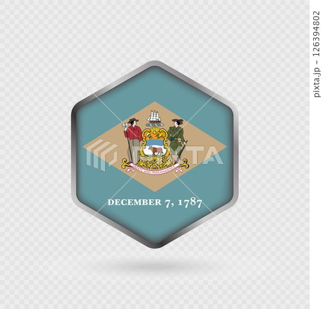 Delaware State Flag Icon in Hexagon Shape. 126394802