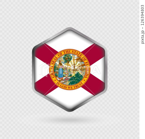 Florida State Flag Icon in Hexagon Shape. Florida State Flag Icon in Hexagon Shape. 126394803