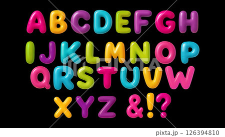 3d Font Letter Balloon Alphabet ABC Text Bubble Typography For Birthday And Party Vector Cartoon Fun Glossy Typeface 126394810
