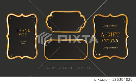 Frame Golden Gold Luxury Metal Royal 3d Border Shape Ramadan Holiday Islam Oriental Casino Ornament Label Set Traditional Invitation Emblem 126394820