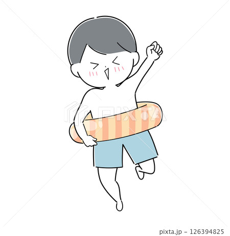 水着姿の元気いっぱいな男の子 126394825