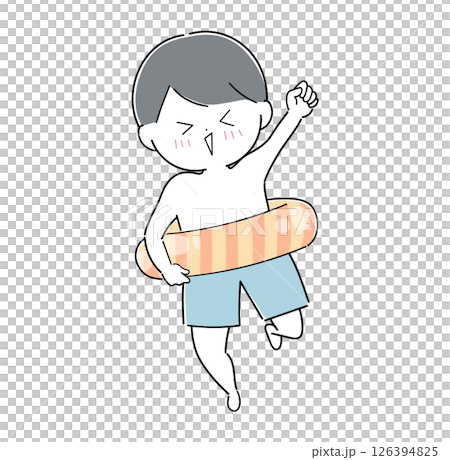水着姿の元気いっぱいな男の子 126394825