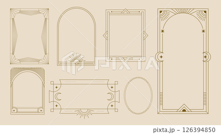 Frame Art Deco Set Geometric Card Border Celestial Banner Element Line Modern Vector Elegant Vintage Boho Luxury Holiday Art Nouveau 126394850