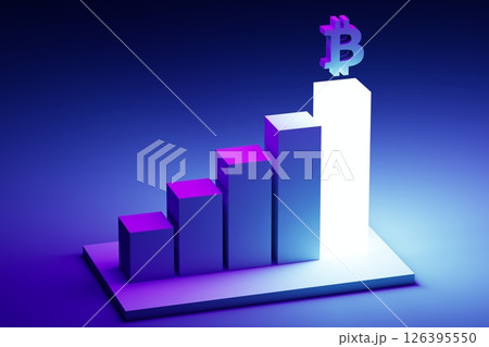 Bitcoin symbol growth chart. Bitcoin (BTC) growth concept. Bitcoin symbol growth chart. Bitcoin (BTC) growth concept. 126395550
