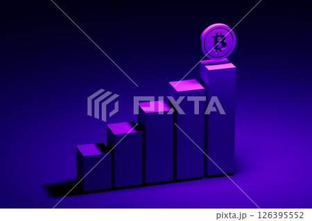 Bitcoin symbol growth chart. Bitcoin (BTC) growth concept. 126395552