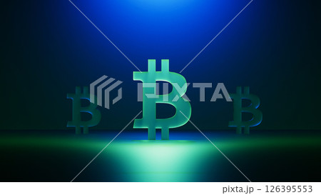 Bitcoin glass green symbol (BTC) concept. 126395553