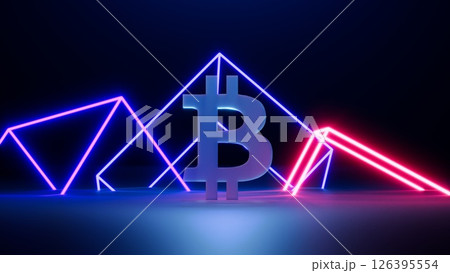 Bitcoin glass green symbol (BTC) concept. 126395554
