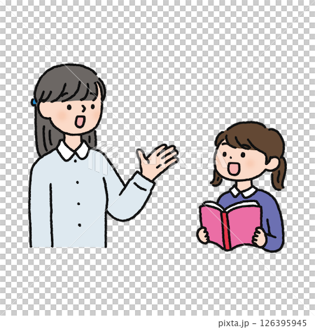 一個女孩向她的老師提問 126395945