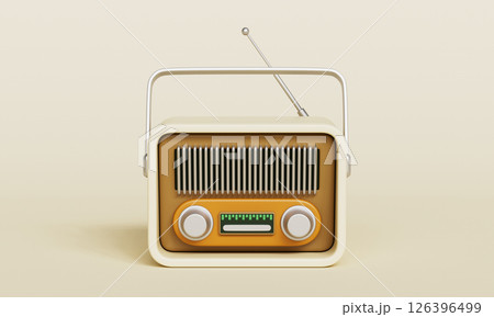 Retro Portable Radio Icon. 3D Rendering. 126396499