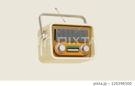 Retro Portable Radio Icon. 3D Rendering. 126396500