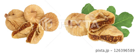 dried fig isolated on white background with  full depth of field. Top view. Flat lay 126396589