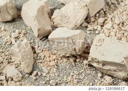 Compressed fresh yeast cubes close-up 126396617