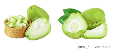 fresh Chayote vegetable isolated on white background fresh Chayote vegetable isolated on white background 126396707