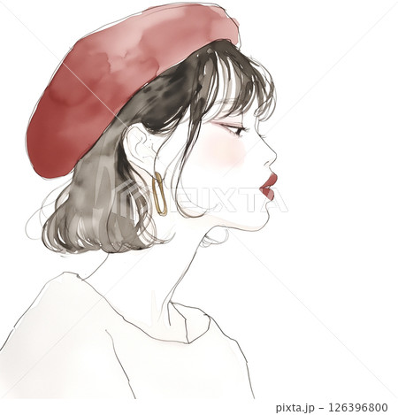 若い女性のラフスケッチ 126396800