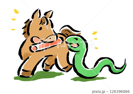 巳年から午年へ　バトンタッチをする蛇（巳）と馬（午） 126396866