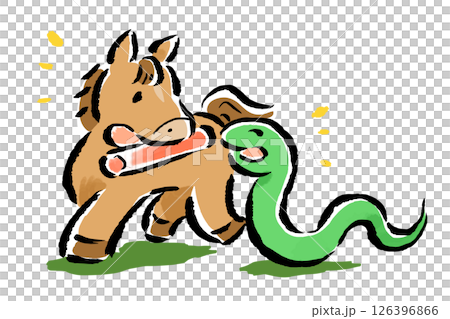 巳年から午年へ　バトンタッチをする蛇（巳）と馬（午） 126396866