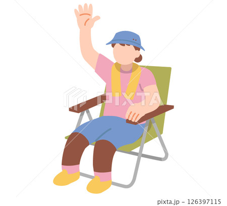 椅子に座る夏服の観客のイラスト 126397115