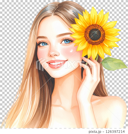 Sunflower Clipart Watercolor Joyful Natural Beauty 126397214