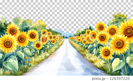 Sunflower Clipart Watercolor Joyful Natural Beauty 126397220
