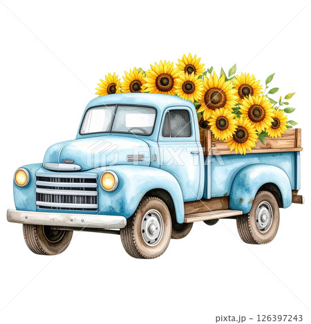 Sunflower Clipart Watercolor Joyful Natural Beauty 126397243
