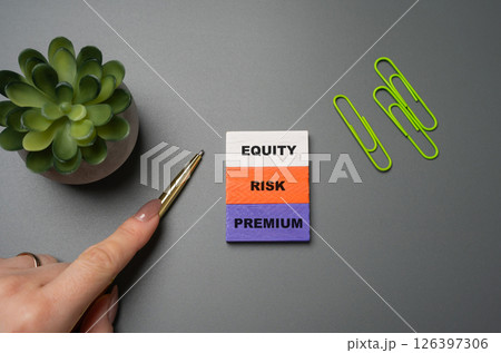 Equity risk premium concept. Excess return that investing in the stock market provides over a risk-free rate, compensating investors for taking on higher risk. Blocks with word 126397306