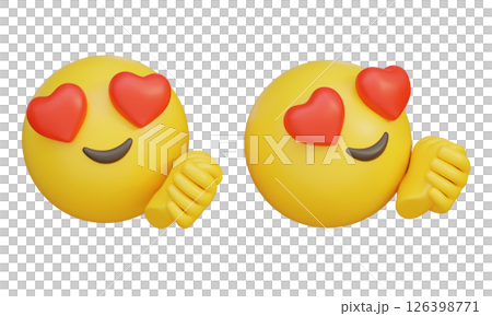 fall in love heart eyes face and clasped hands emoji emoticon 3D Icon 126398771