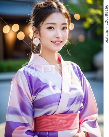 浴衣の若い女性 126399166
