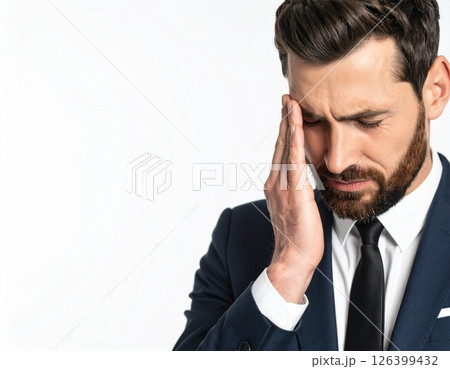 悲しみに沈むスーツ姿の男性 126399432