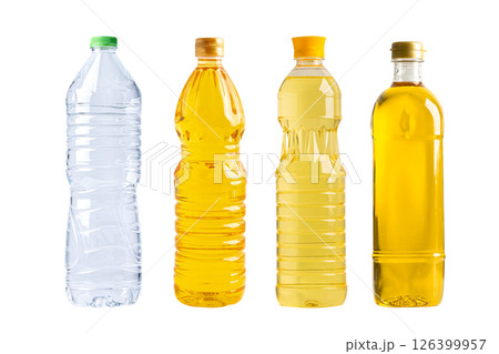 Water and Vegetable oil in different bottle for cooking isolated on white background. Water and Vegetable oil in different bottle for cooking isolated on white background. 126399957