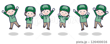 いろいろな人物セット_はしゃぐ_配達員 126400016