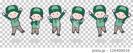 いろいろな人物セット_はしゃぐ_配達員 126400016