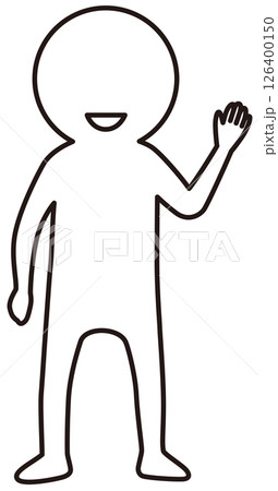 正面向いて手をあげて挨拶する人のベクターイラスト　アイコン 126400150