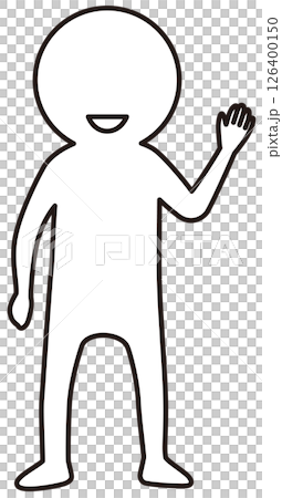 正面向いて手をあげて挨拶する人のベクターイラスト　アイコン 126400150