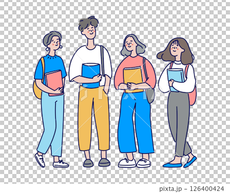 Group of middle school students going to school Group of middle school students going to school 126400424