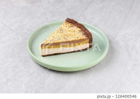 Layered Chocolate Peanut Mousse Cake Slice Whole Cake 126400546