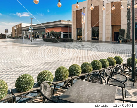 Modern Outdoor Cafe with String Lights in U-Walk Riyadh 126400671