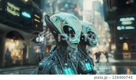 Aliens Arrive in 2080, Becoming an Integrated...のイラスト素材 [126400748] - PIXTA