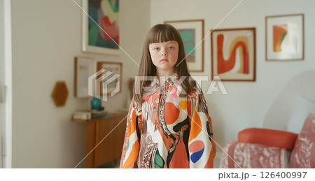 Joyful Young Girl with Down Syndrome Smiling Brightly.Generated image 126400997