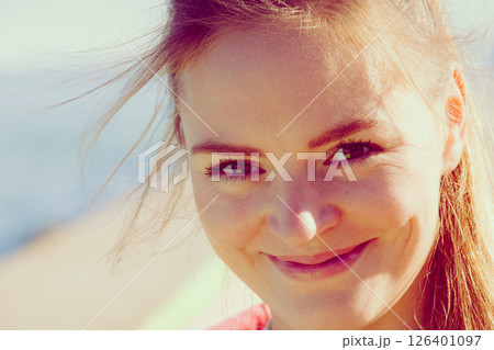 Closeup of natural beautiful young woman Closeup of natural beautiful young woman 126401097