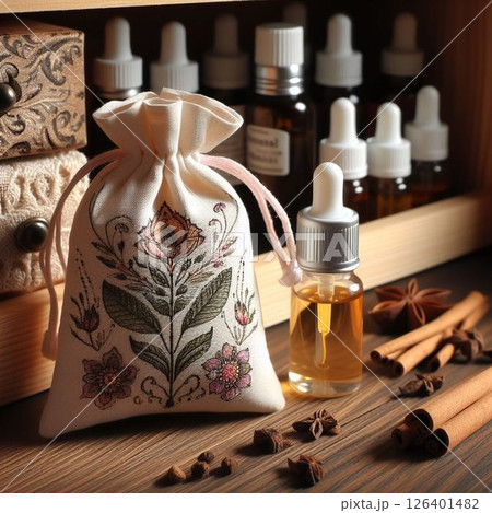 精油アロマでエッセンシャルオイルを使用してサシェを手作り！おしゃれな花柄の袋 126401482