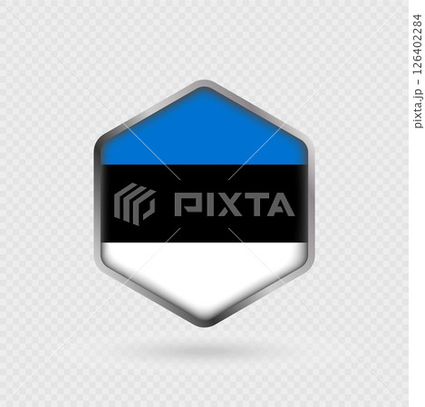 Estonia flag icon in hexagon shape. 126402284
