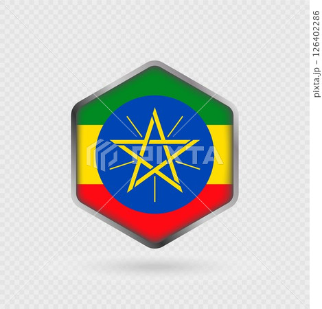 Ethiopia flag icon in hexagon shape. Ethiopia flag icon in hexagon shape. 126402286