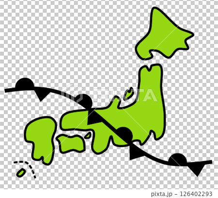 雨季時日本列島附近出現的雨季鋒面示意圖 126402293