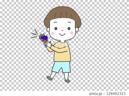 Smiling child playing castanets 126402321