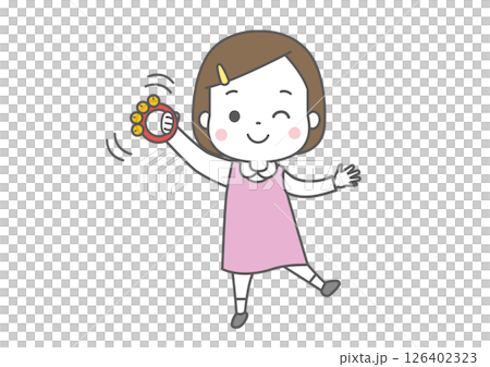楽しそうに鈴を鳴らす女の子 126402323