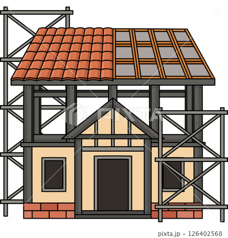 House Construction Site Cartoon Colored Clipart  126402568