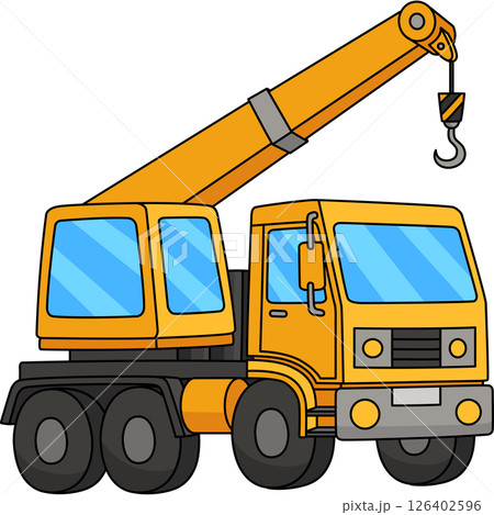 Construction Crane Truck Cartoon Colored Clipart  126402596